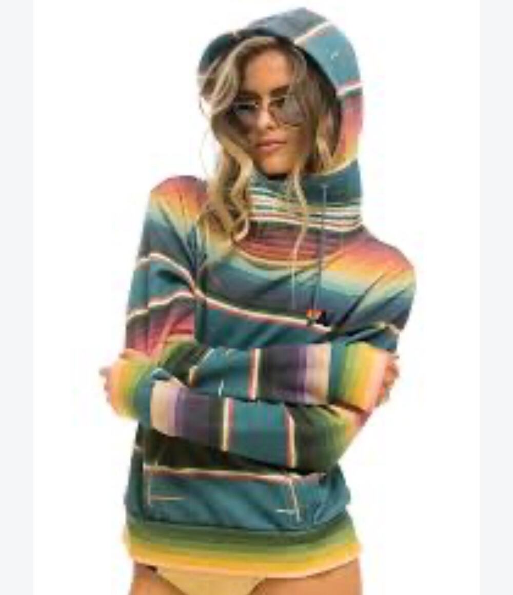 Aviator Nation Serape Stripe Hoodie in Size S